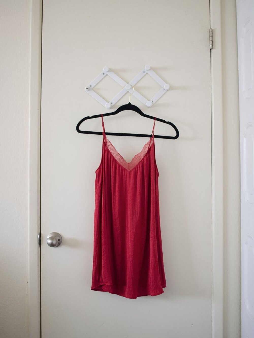 Auden | Red Lace Trim Spaghetti Strap Chemise
